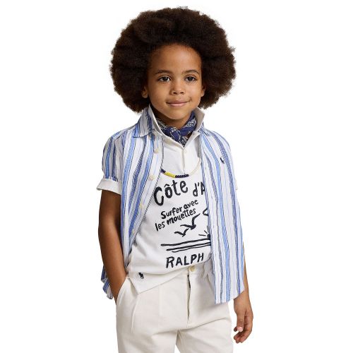 폴로 랄프로렌 Toddler and Little Boys Striped Linen Short-Sleeve Shirt