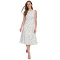 Womens Dot-Print Sleeveless Midi Dress