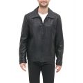 Mens Faux Leather Laydown Collar Jacket