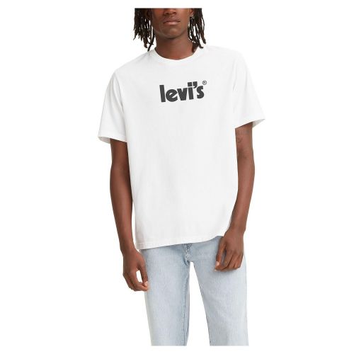 리바이스 Mens Relaxed Fit Crewneck Poster Logo T-shirt