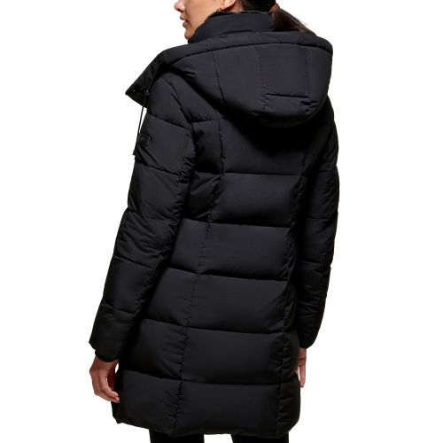 DKNY Petite Faux-Leather-Trim Hooded Puffer Coat