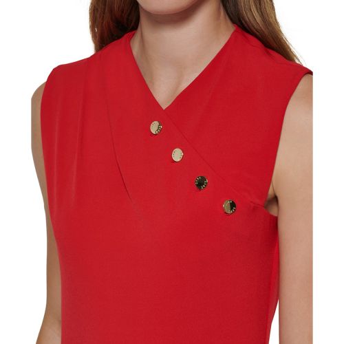 DKNY Womens Button-Trim Sleeveless Top