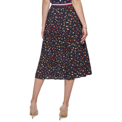 타미힐피거 Womens Floral-Print Pleated Midi Dress