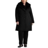 Womens Plus Size Faux-Fur-Trim Walker Coat