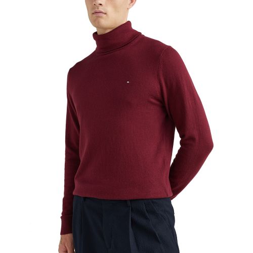 타미힐피거 Mens Regular-Fit Pima Cotton Cashmere Blend Solid Turtleneck Sweater