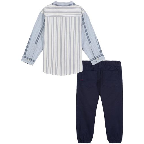 타미힐피거 Baby Boys Oxford Stripe Long Sleeves Button-Up Shirt and Twill Jogger Pants 2 Piece Set