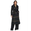 Womens Plaid Maxi Wool Blend Coat