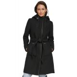 Womens Faux-Fur Hooded Wool Blend Belted Coat