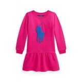 Toddler and Little Girls French Knot Big Pony Fleece Dress