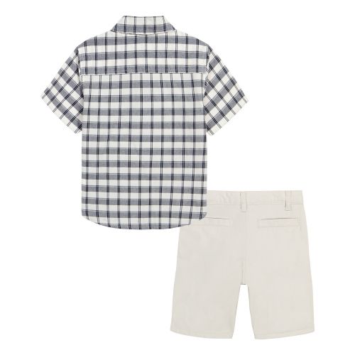 타미힐피거 Toddler Boys Prewashed Plaid Short Sleeve Shirt and Twill Shorts 2 Piece Set