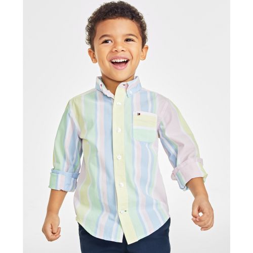 타미힐피거 Little Boys Prep Stripe Long Sleeve Shirt