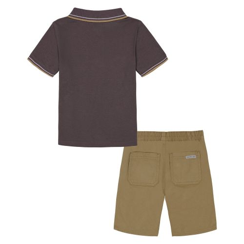  Toddler Boys Tipped Pique Short Sleeve Polo Shirt and Twill Shorts 2 Piece Set