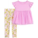 Toddler Girls Tulle Top and Leggings 2 Piece Set