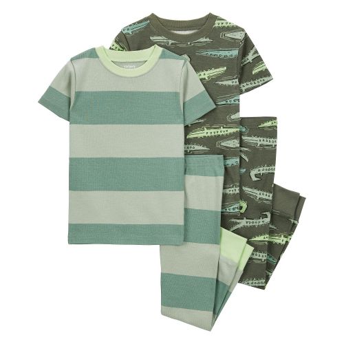 카터스 Toddler Carters Toddler Boys Rugby Stripe 100% Snug Fit Cotton Pajamas 4 Piece Set