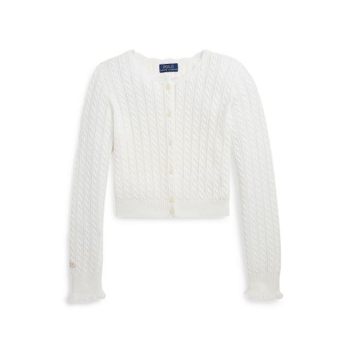 폴로 랄프로렌 Big Girls Pointelle-Knit Cotton Cardigan Sweater