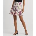Womens Floral Linen Miniskirt