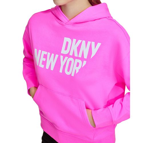 DKNY Womens Sliced Logo Print Cotton Hoodie
