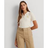 Womens Cable-Knit Polo Shirt