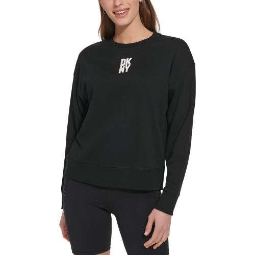 DKNY Womens Puff-Logo Long-Sleeve Sweatshirt