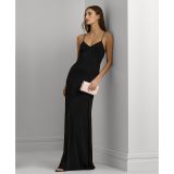 Womens Chain-Strap Twisted-Back Gown