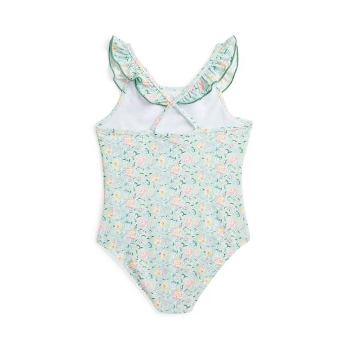 폴로 랄프로렌 Toddler and Little Girls Floral Ruffled One-Piece Swimsuit