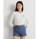 Womens Cotton Cable-Knit Sweater