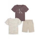 Toddler Boys 2 Logo T-shirts and French Terry Shorts 3 Piece set