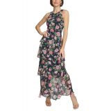 Womens Floral-Print Ruffled Maxi Dress
