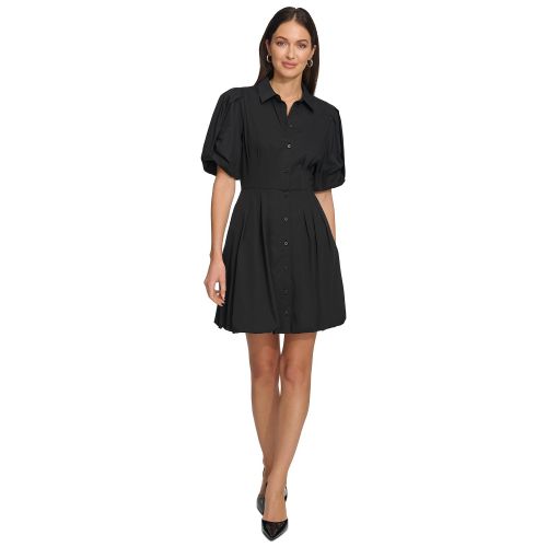 DKNY Womens Spread-Collar Short-Sleeve Button-Front Dress
