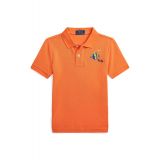 Toddler and Little Boys Fish-Embroidered Cotton Mesh Polo Shirt