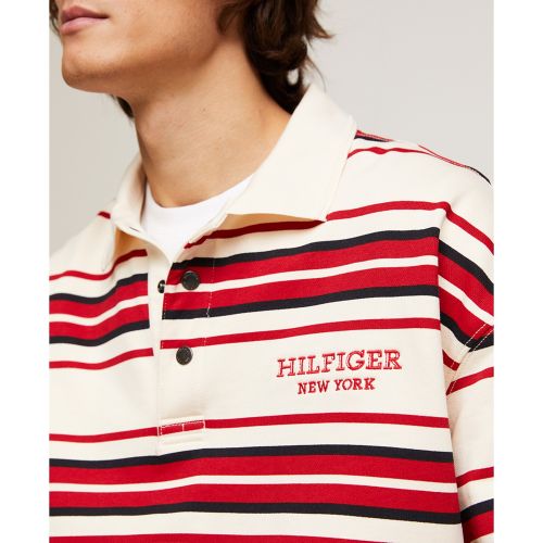타미힐피거 Mens Monotype Logo Striped Long Sleeve Rugby Shirt