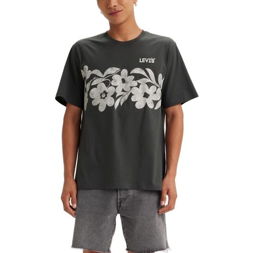 리바이스 Mens Relaxed-Fit Floral Logo T-Shirt