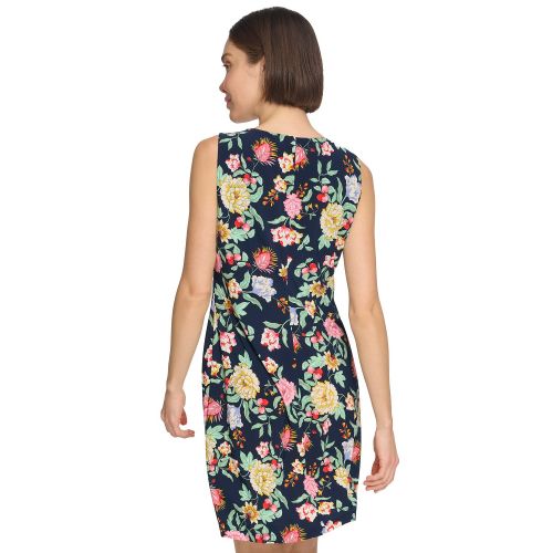 타미힐피거 Womens Floral-Print Round-Neck Dress