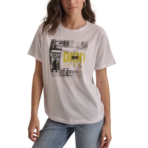 DKNY Womens Graffiti Logo Print T-Shirt