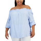 Plus Size Printed Off-the-Shoulder Top