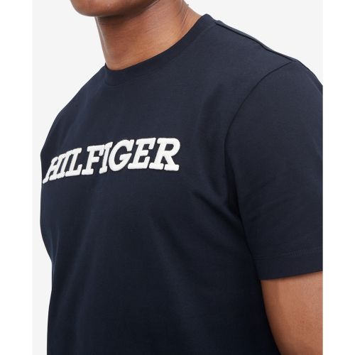 타미힐피거 Mens Regular-Fit Embroidered Monotype Logo Graphic T-Shirt