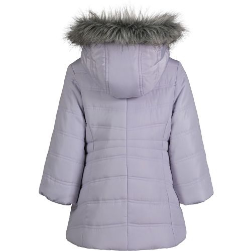  Baby Girls Aerial Longline Faux Fur Hooded Jacket