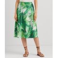 Womens Palm Frond-Print Charmeuse Midi Skirt