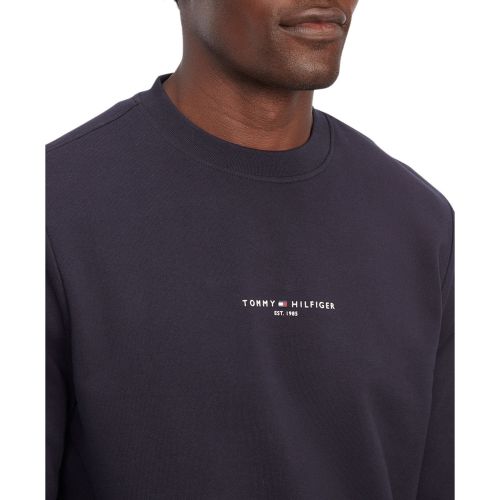 타미힐피거 Mens Logo-Tipped Crewneck Sweatshirt