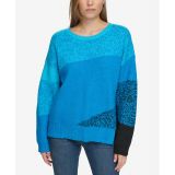 Womens Mixed-Knit Drop-Sleeve Sweater