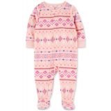 Toddler Girls 1-Piece Fair Isle Fleece Footed Pajama