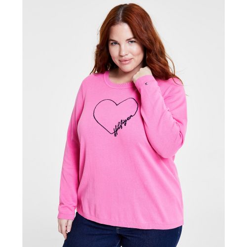 타미힐피거 Plus Size Heart Outline Sweater