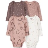 Baby Girls 4-Pk. Printed Long-Sleeve Bodysuits