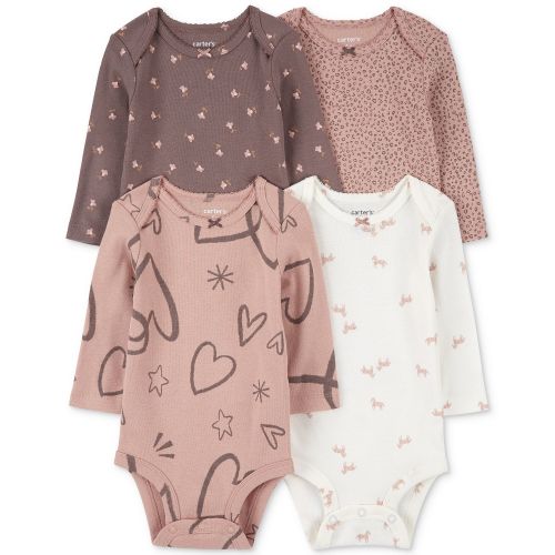 카터스 Baby Girls 4-Pk. Printed Long-Sleeve Bodysuits