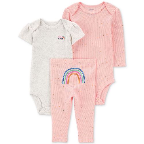 카터스 Baby Girls Rainbow Little Character Bodysuits and Pants 3 Piece Set