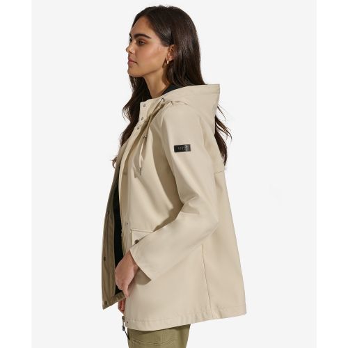 DKNY Womens Hooded Long-Sleeve Water-Resistant Raincoat