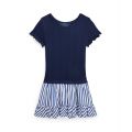 Toddler and Little Girls Woven-Skirt Pointelle-Knit Cotton Dress