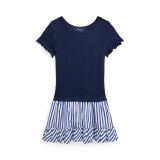 Toddler and Little Girls Woven-Skirt Pointelle-Knit Cotton Dress