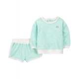 Baby Girls Rainbow Sweatshirt and Shorts 2 Piece Set