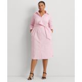 Plus Size Striped Belted Shirtdress